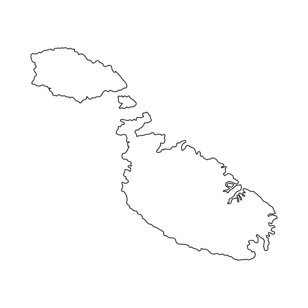 Malta mapa vectorial en blanco aislado sobre fondo blanco. vector