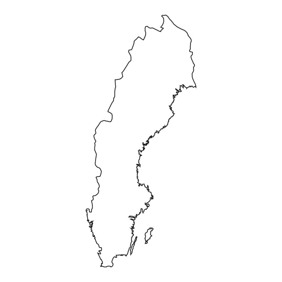 mapa de suecia muy detallado. silueta vector