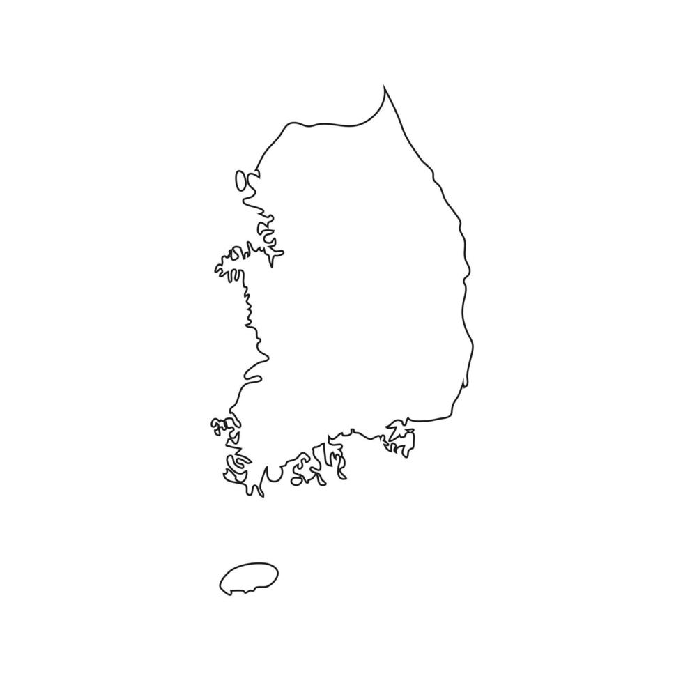 Ilustración vectorial del mapa de Corea del Sur sobre fondo blanco. vector
