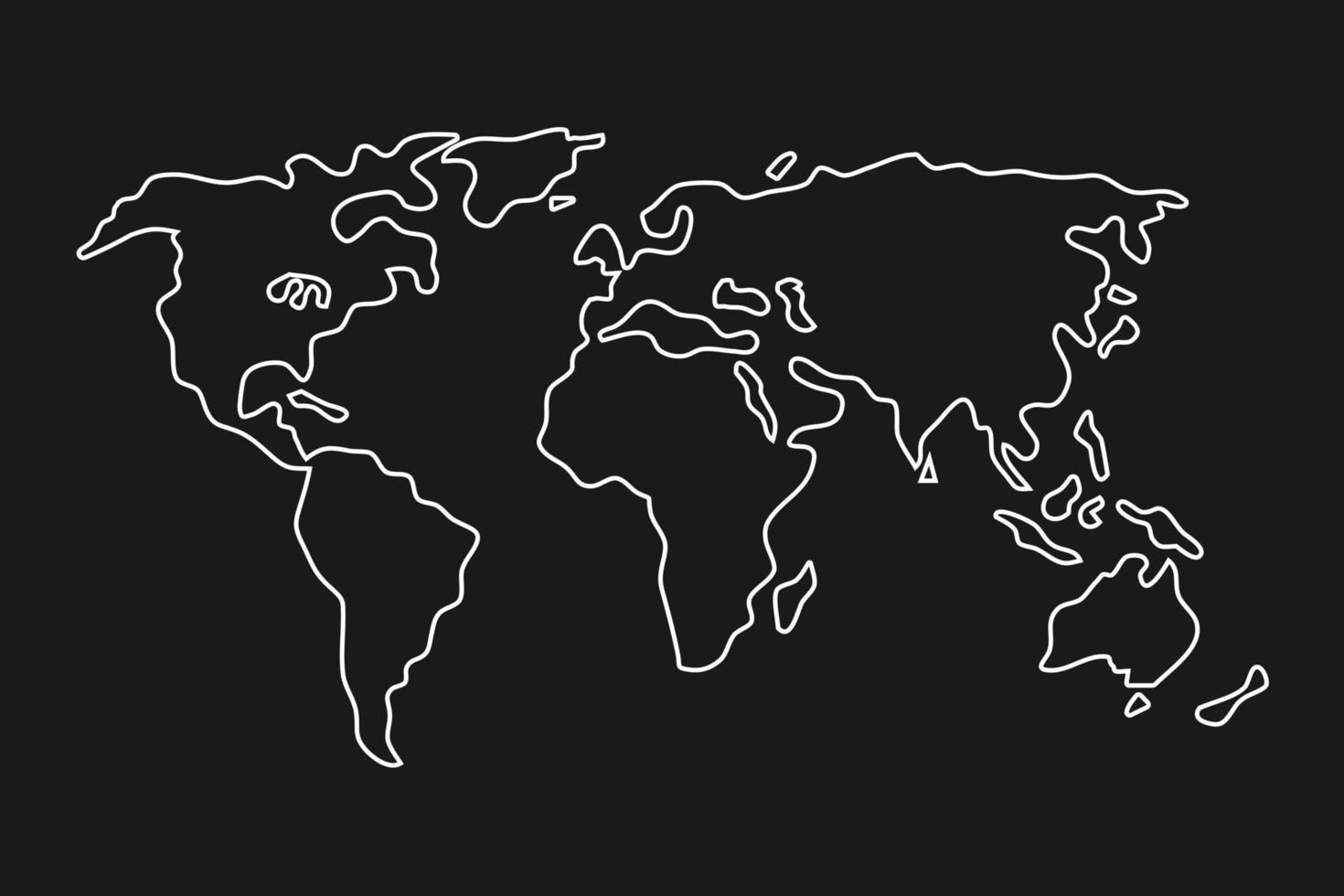 Simple black world map vector