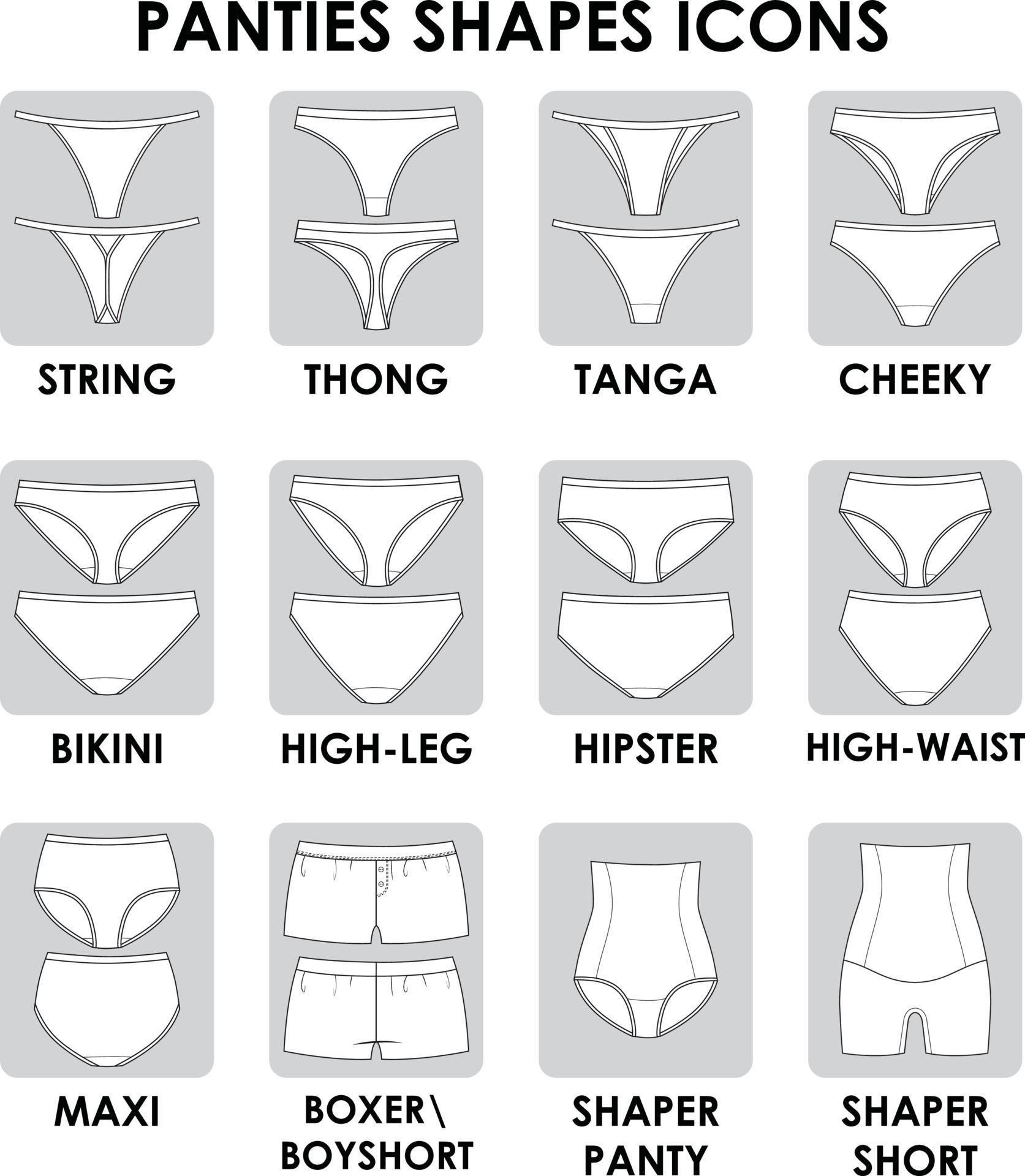 Panties underwear icons. String thong tanga cheeky bikini hipster maxi ...