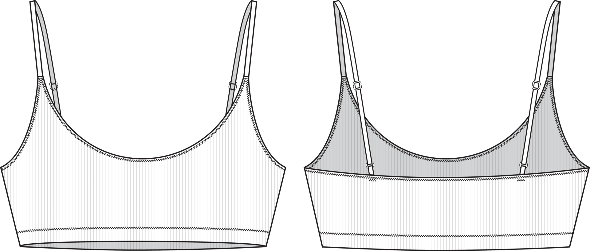 Rib Bralette technical illustration. Editable Bra flat fashion sketch  3331041 Vector Art at Vecteezy