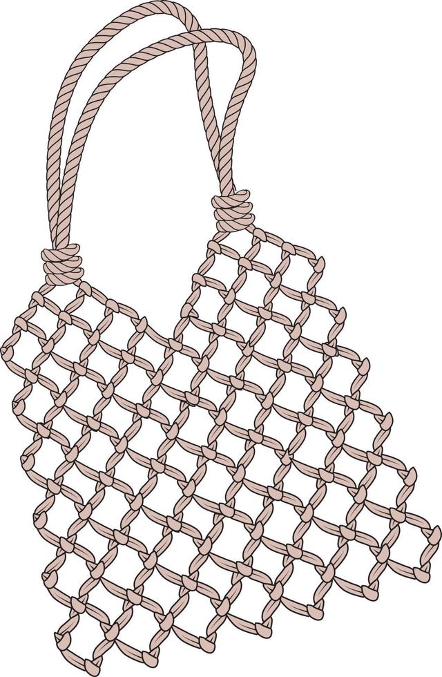 Eco woven knitting reusable shopping bag. Shopper illustration vector