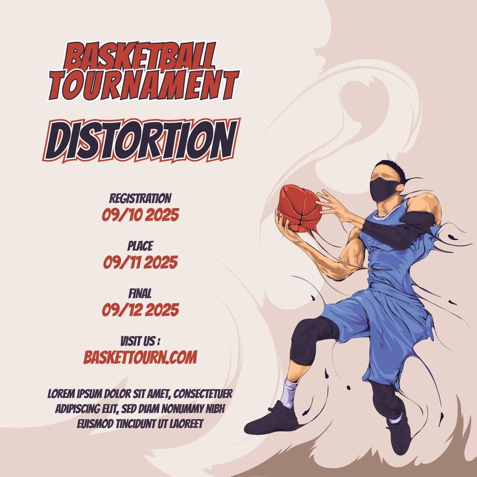 old style basketball flyer design template vector