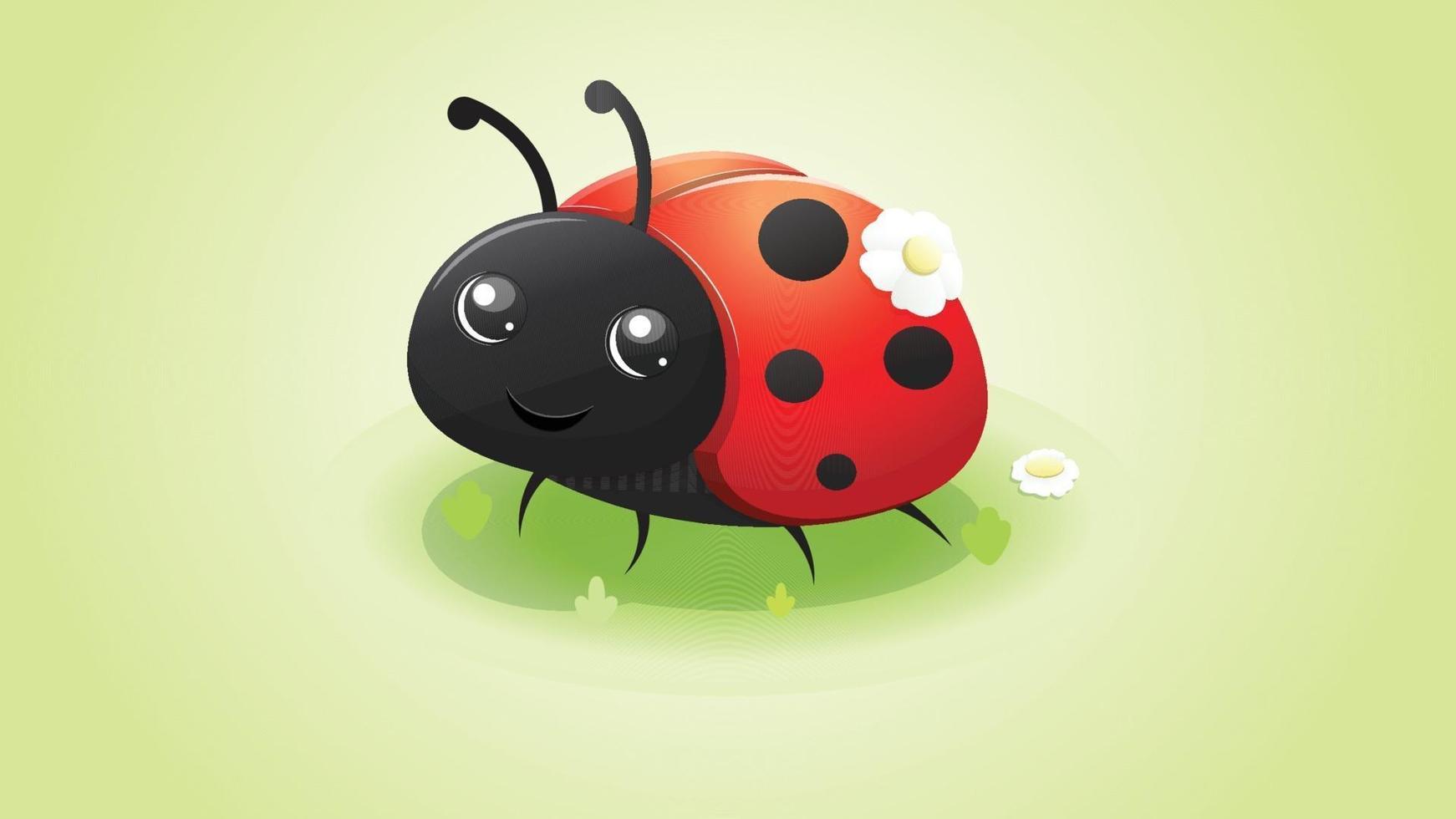 ladybug character glowing illustration vector