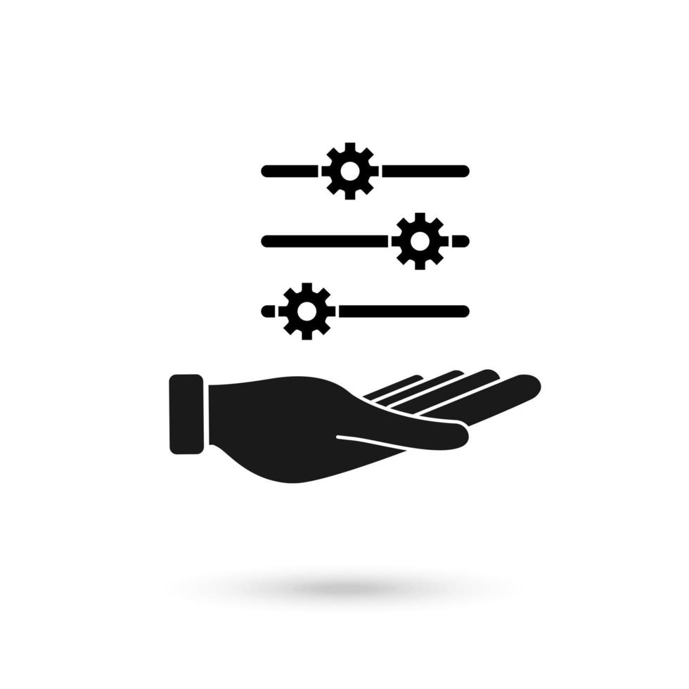 Hand settings gear icon isolated on white background vector