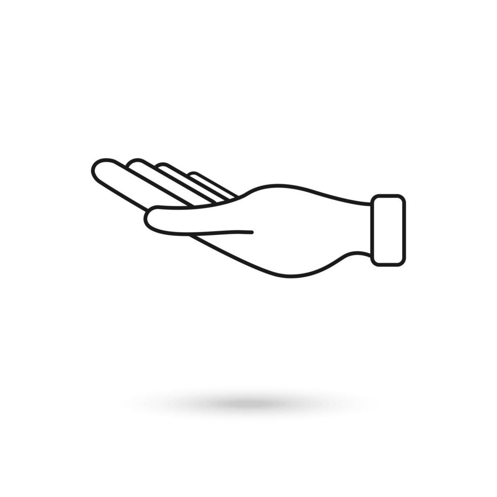 Helping hand line icon. Charity gesture sign. vector