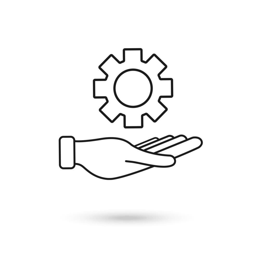 Hand settings gear icon isolated on white background. vector