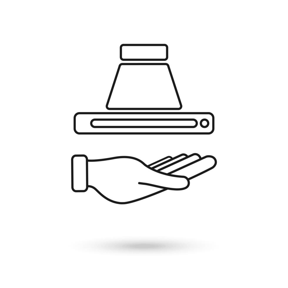 Hand holding Cooker hood, kitchen hood icon. vector