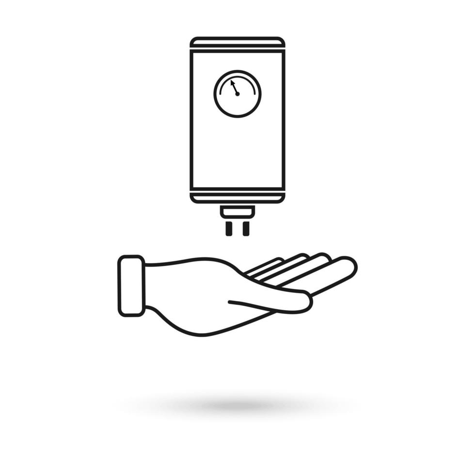 Hand holding Electric Water Heater. vector