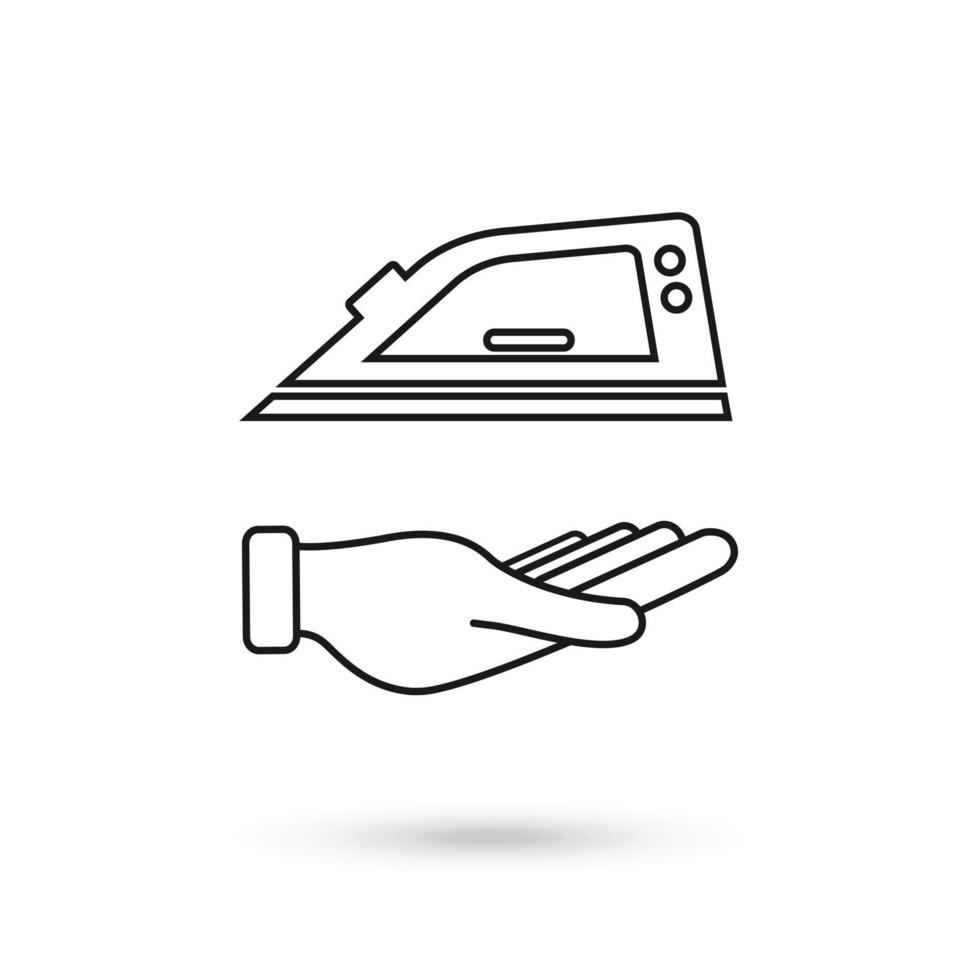 Hand holding Flat Iron Icon on white background. vector