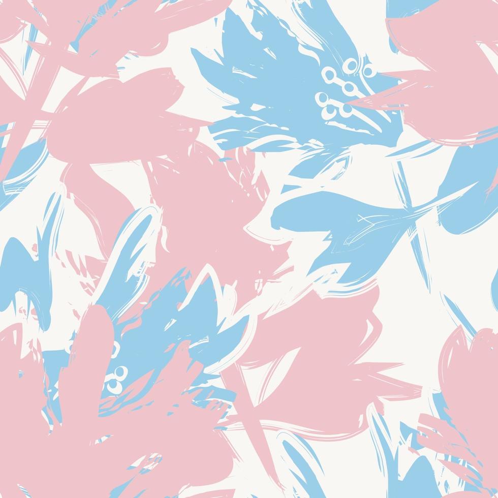 Pastel Floral Brush strokes Seamless Pattern Background vector