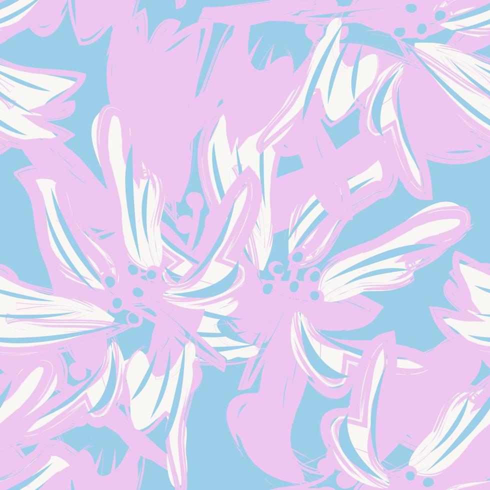 Pastel Floral Brush strokes Seamless Pattern Background vector