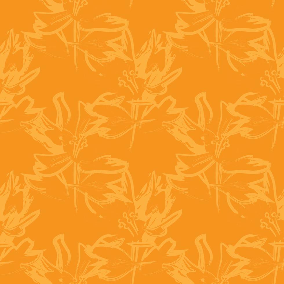 Trazos de pincel floral naranja de fondo transparente vector