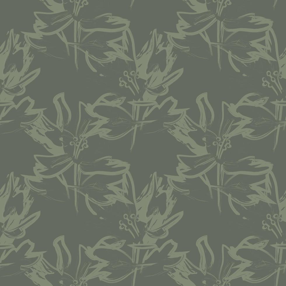 Green Floral Brush strokes Seamless Pattern Background vector