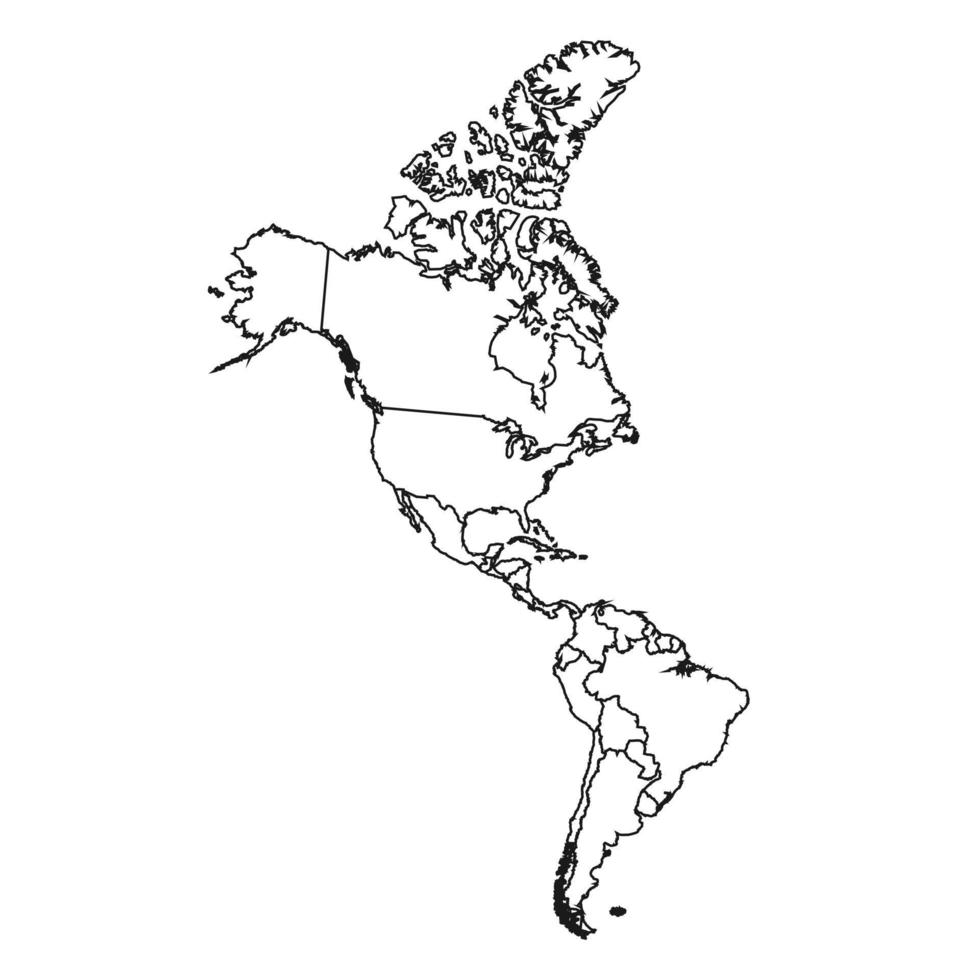 North and South America map vector