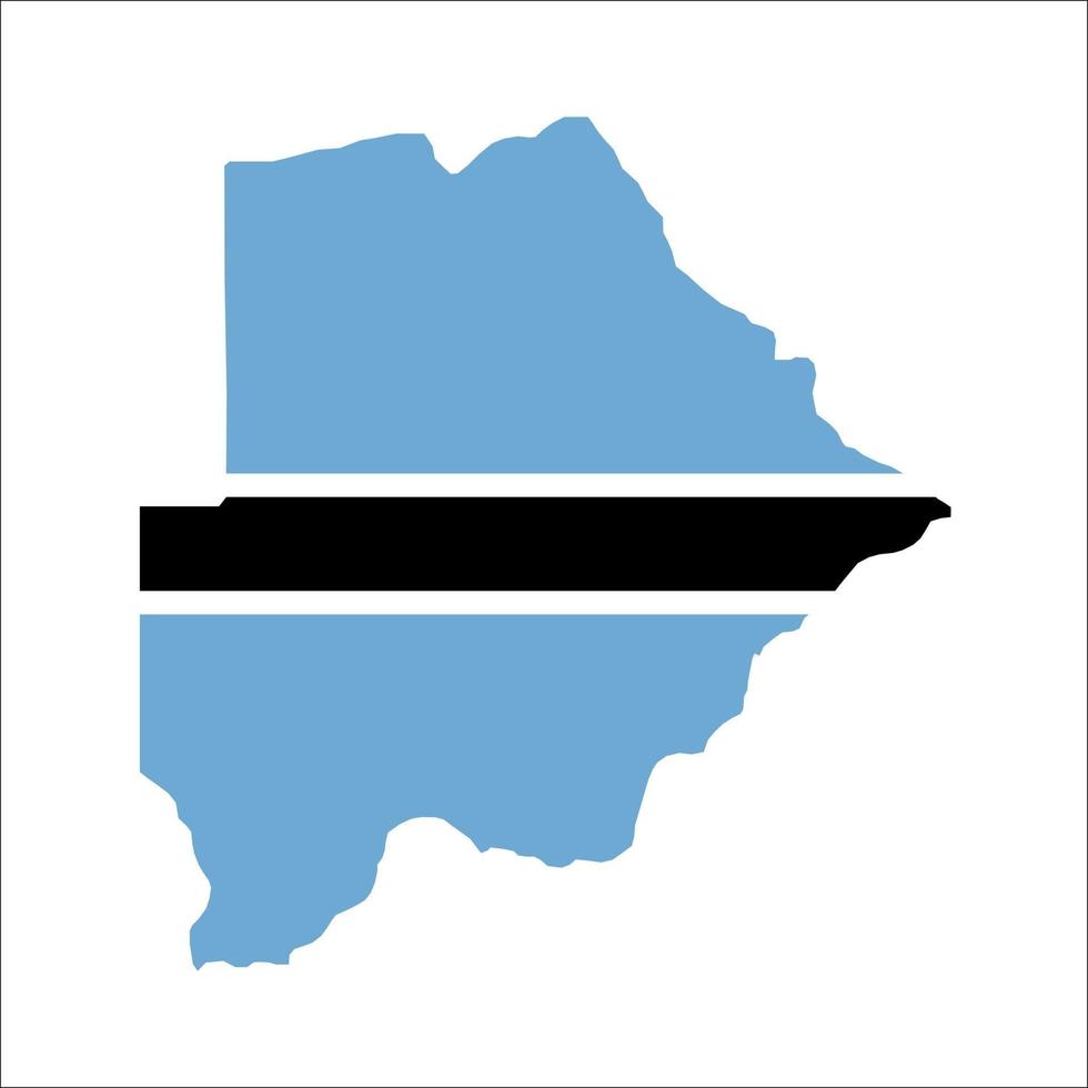 Botswana mapa silueta con bandera sobre fondo blanco. vector