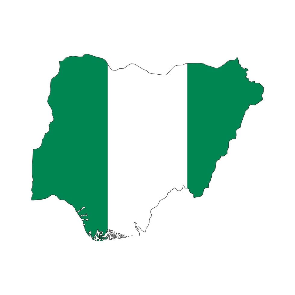 Nigeria map silhouette with flag on white background vector