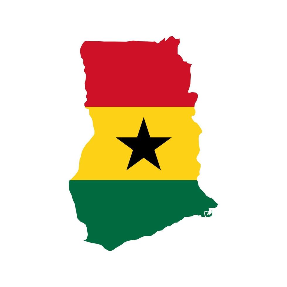 Ghana mapa silueta con bandera sobre fondo blanco. vector