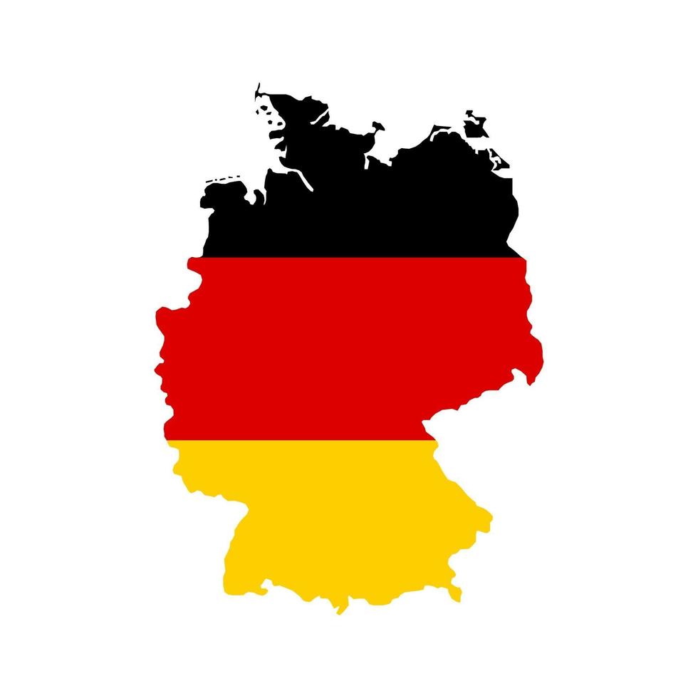 Alemania mapa silueta con bandera sobre fondo blanco. vector