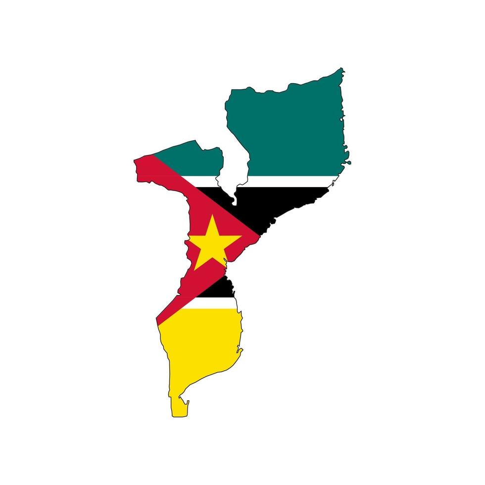 Mozambique map silhouette with flag on white background vector