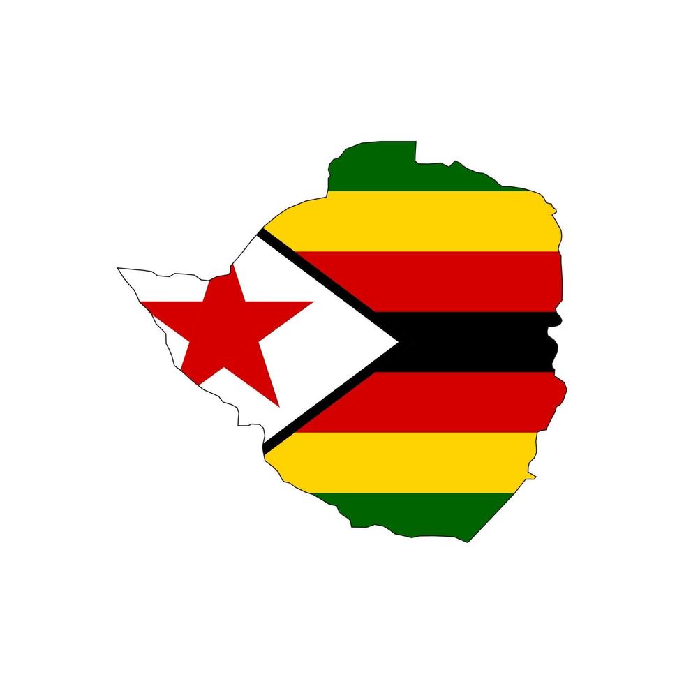 Mapa de Zimbabwe silueta con bandera sobre fondo blanco. vector