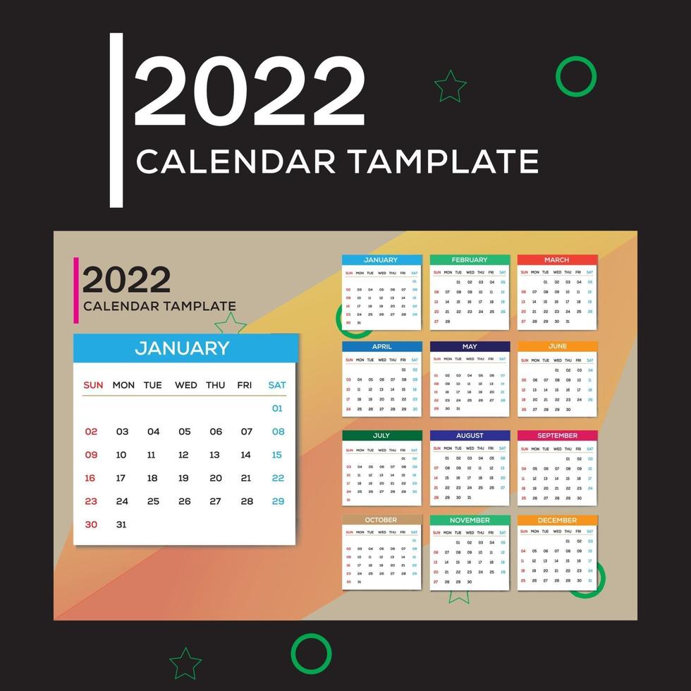 2022 Calendar Design vector