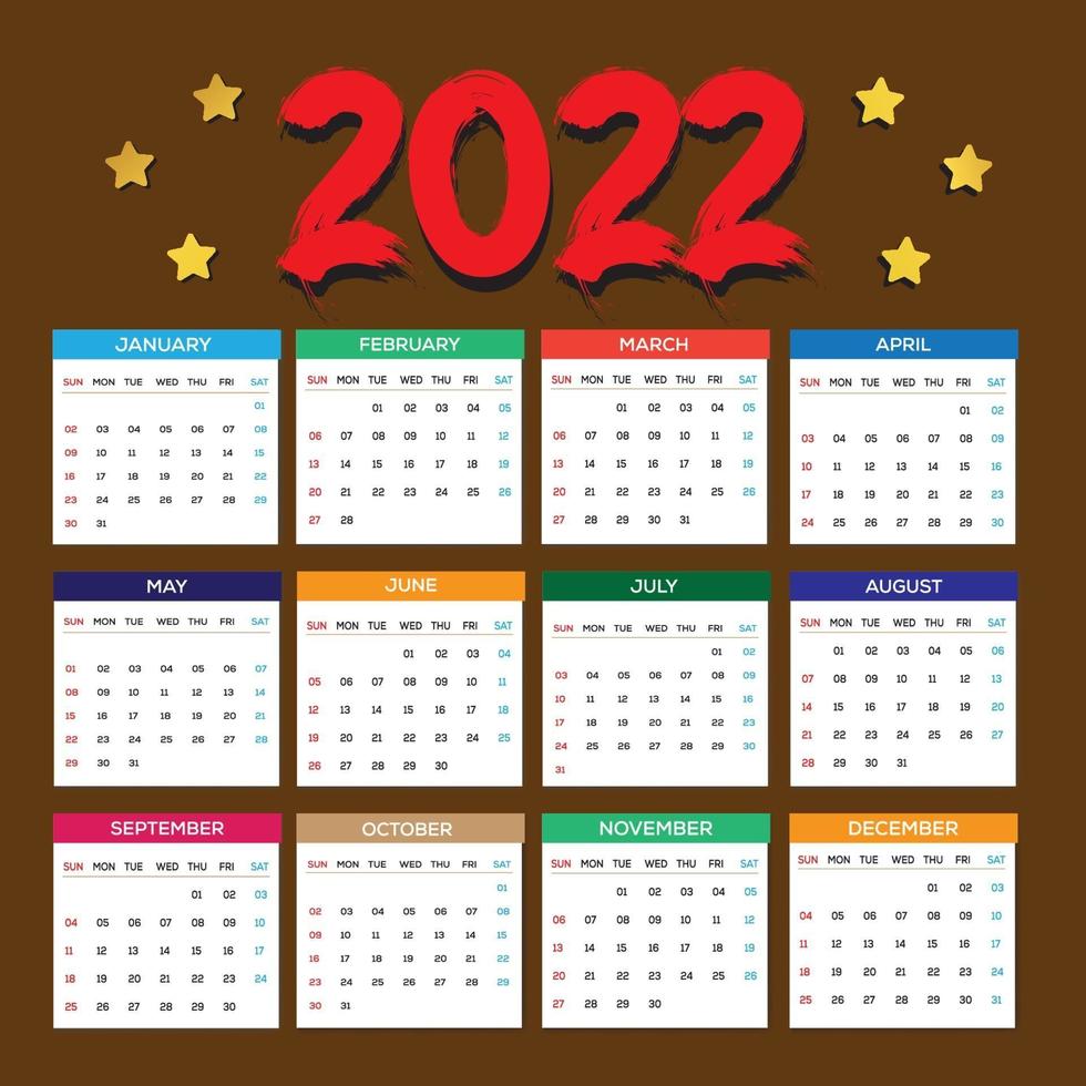 Plantilla de diseño de calendario 2022 vector