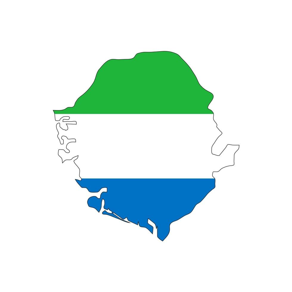 Sierra Leone map silhouette with flag on white background vector