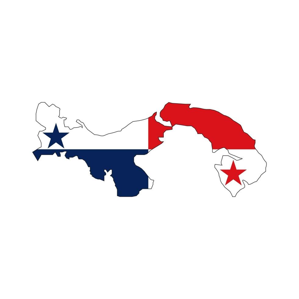 Panama map silhouette with flag on white background vector