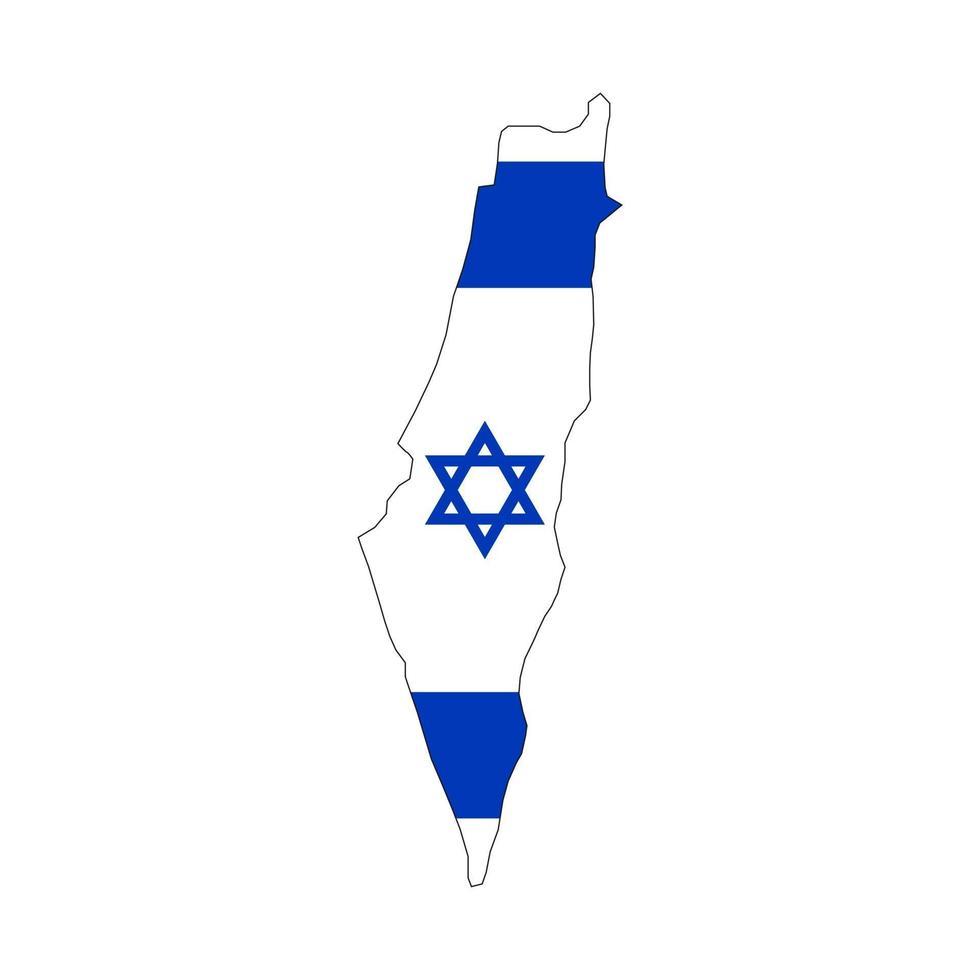 Israel mapa silueta con bandera sobre fondo blanco. vector