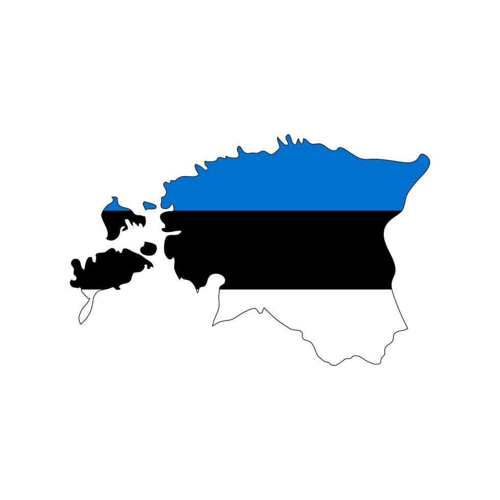 Estonia mapa silueta con bandera sobre fondo blanco. vector