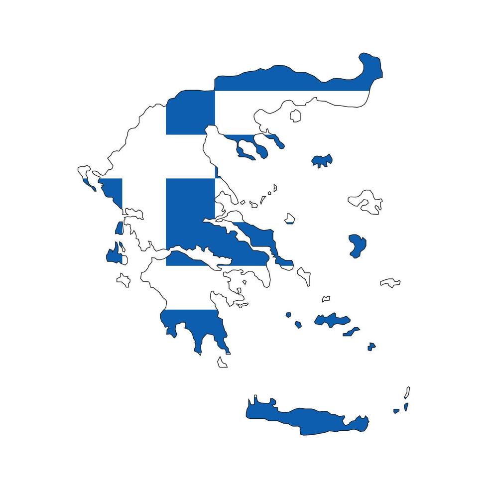 Greece map silhouette with flag on white background vector