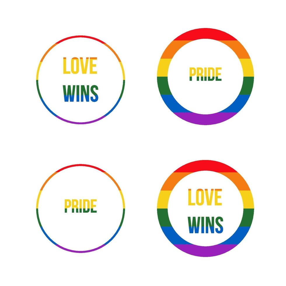 LGBTQ Icons - Love Wins and Pride in Ring Shapes vector