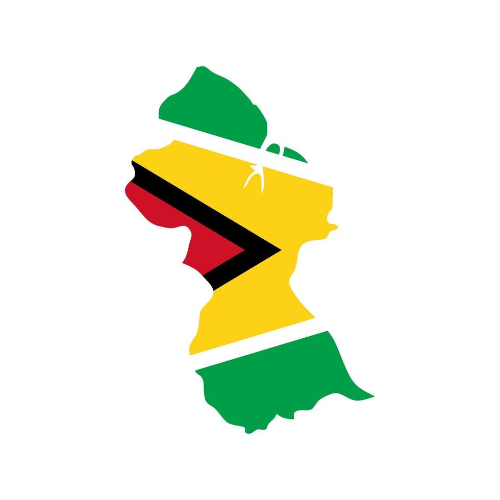 Guyana map silhouette with flag on white background vector