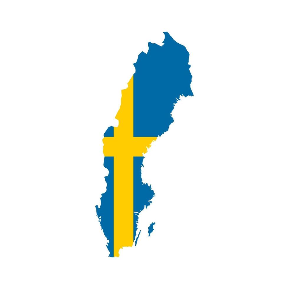 Sweden map silhouette with flag on white background vector