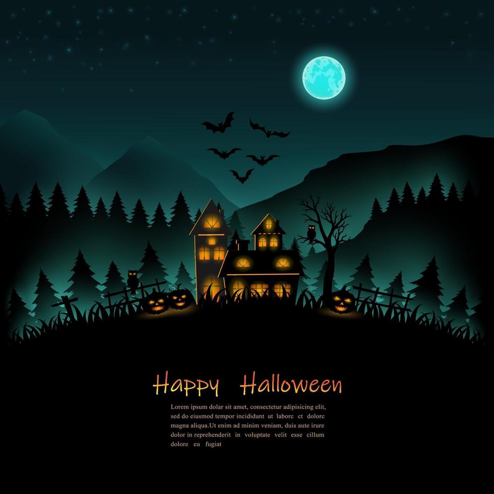 Halloween night on silhouette background vector