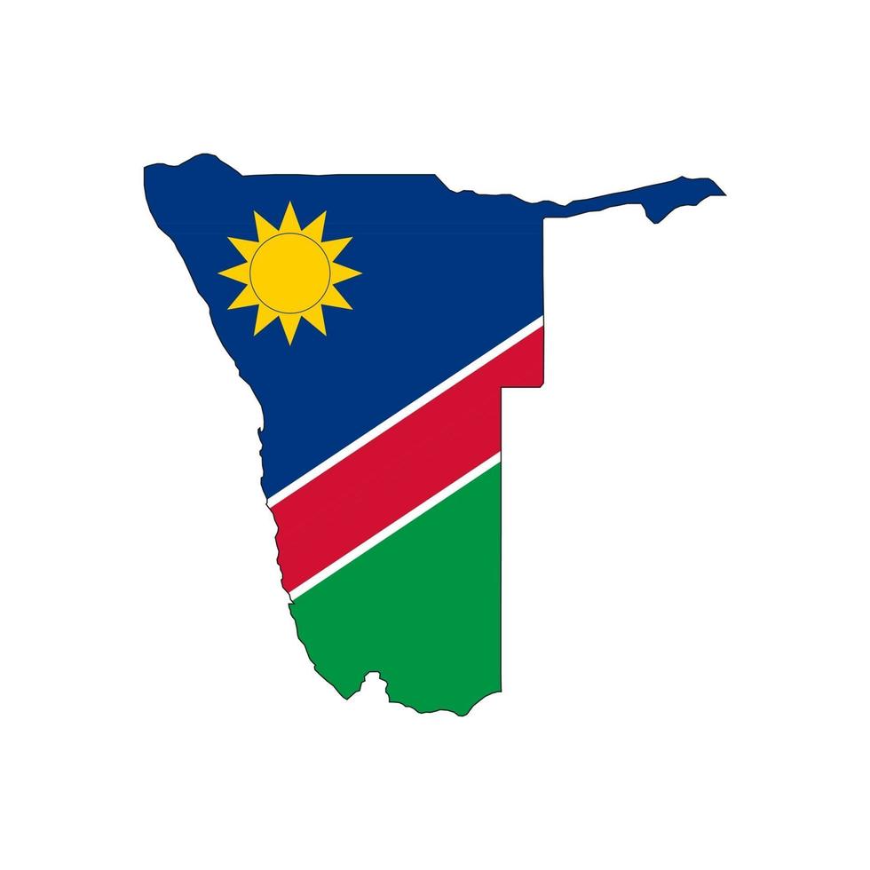 Namibia mapa silueta con bandera sobre fondo blanco. vector