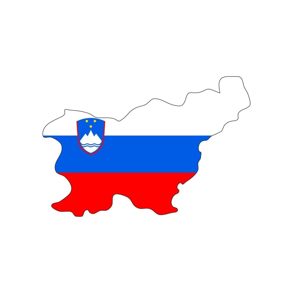 Eslovenia mapa silueta con bandera sobre fondo blanco. vector