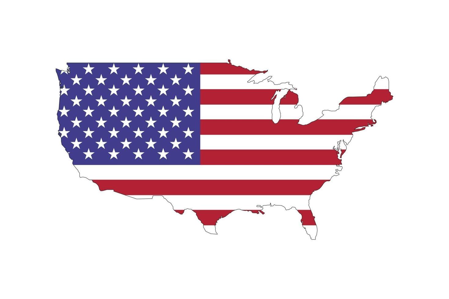 USA map silhouette with flag on white background vector