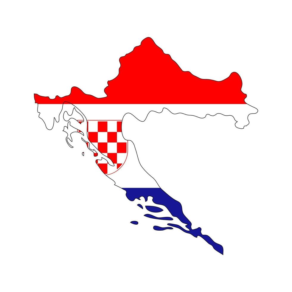 Mapa de Croacia silueta con bandera sobre fondo blanco. vector
