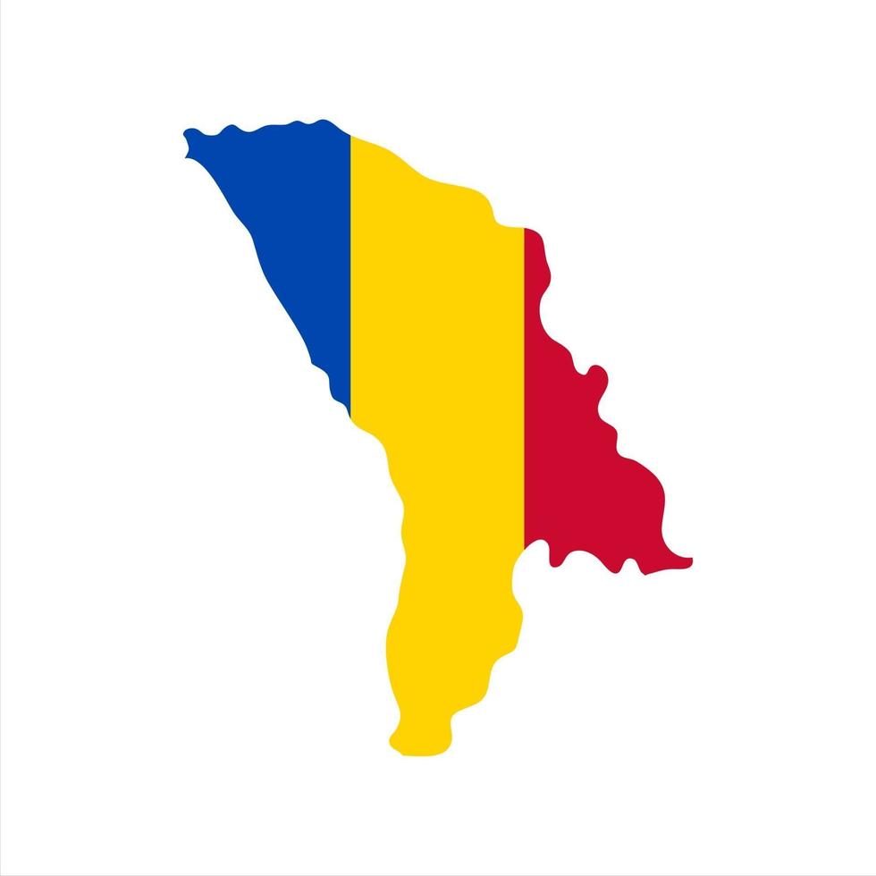 Moldavia mapa silueta con bandera sobre fondo blanco. vector