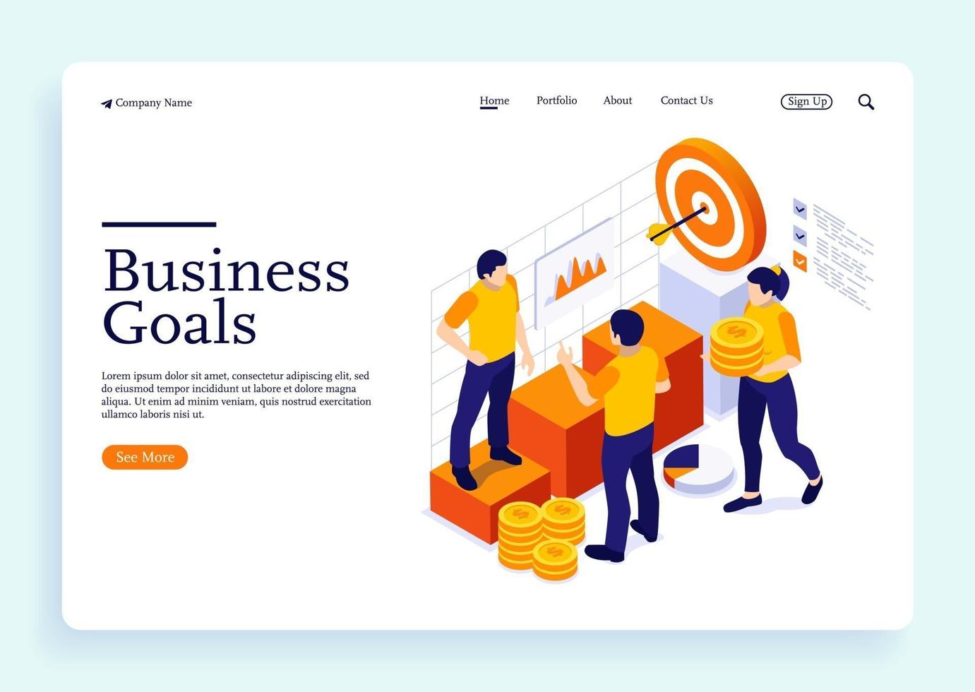 Two men's and woman discussing about business goals vector