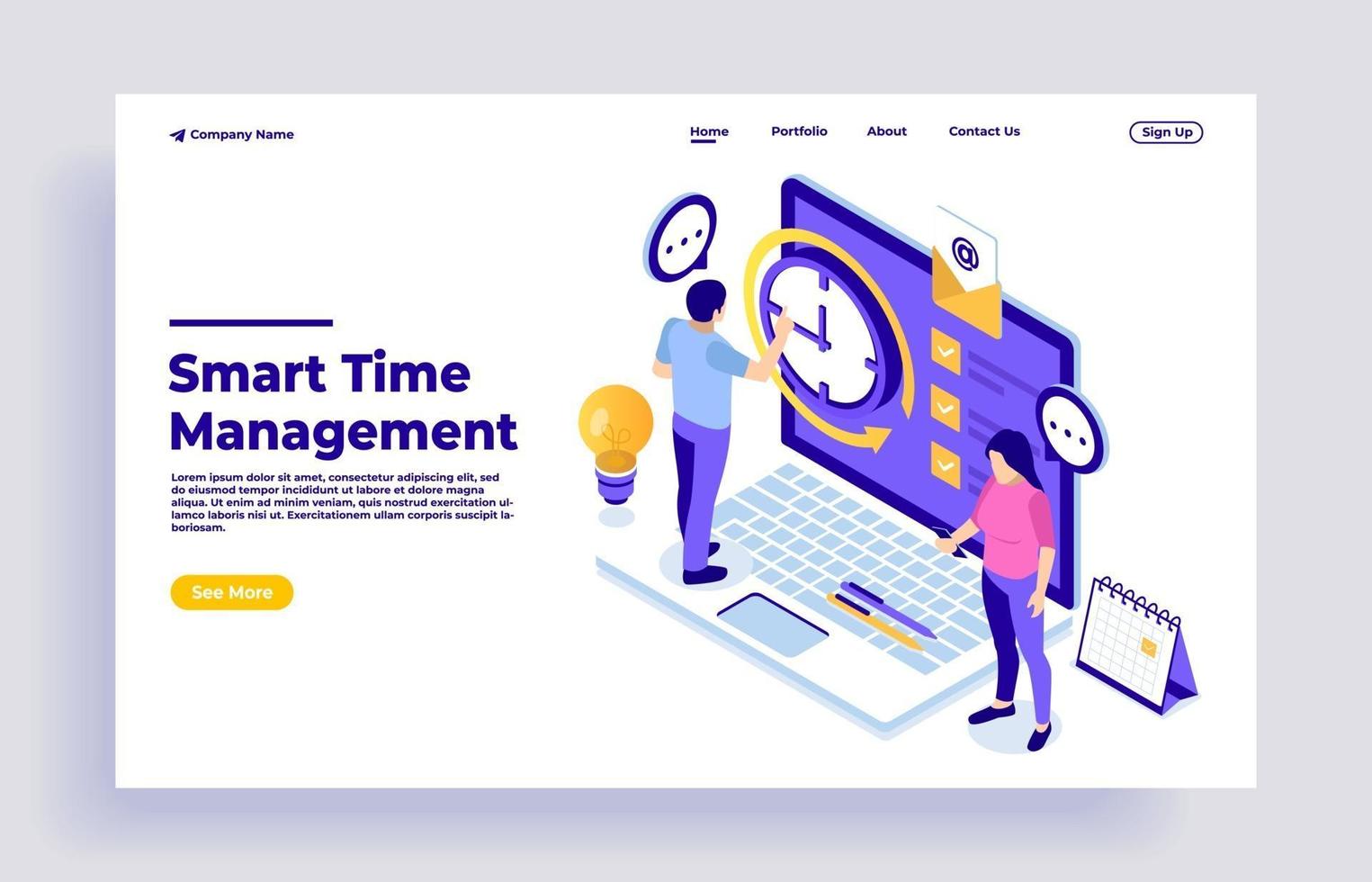 Business time management concept with characters vector