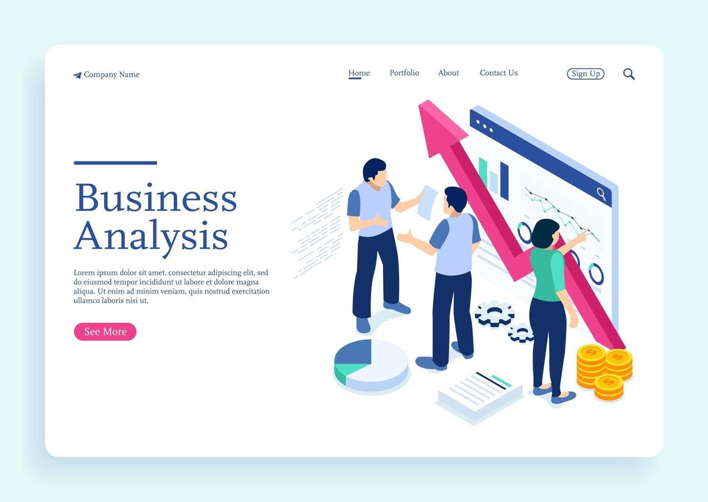 Project management and financial report strategy and analyzing vector