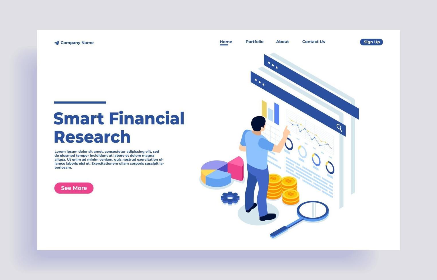 Isometric concept of financial data analysis with character vector