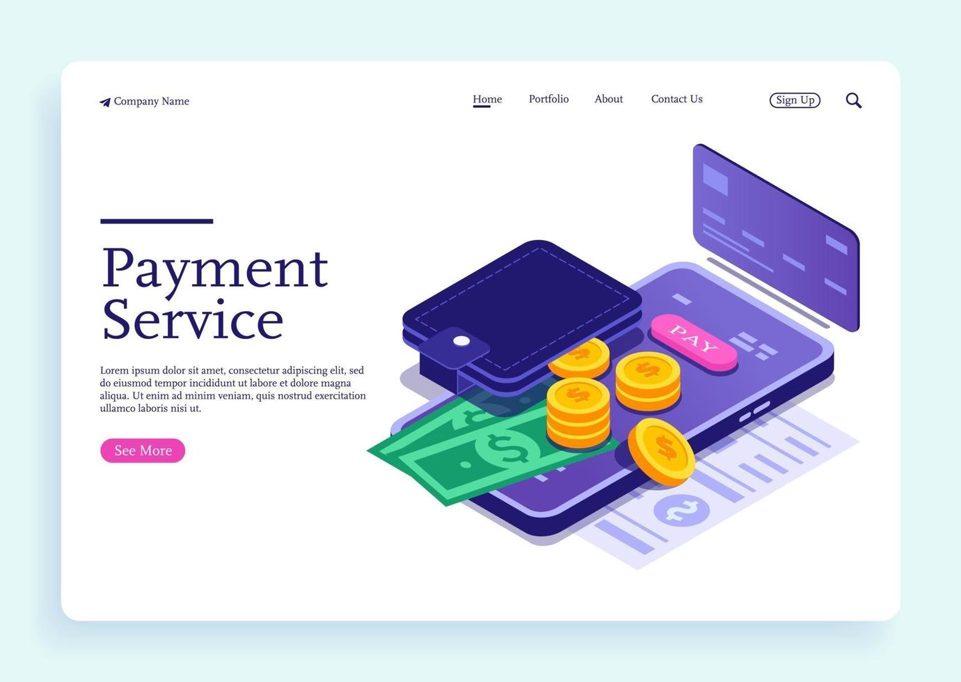 Online mobile banking and internet banking isometric design vector