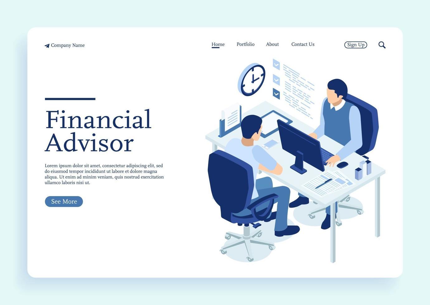 Two men's discuses about financial and business growth vector