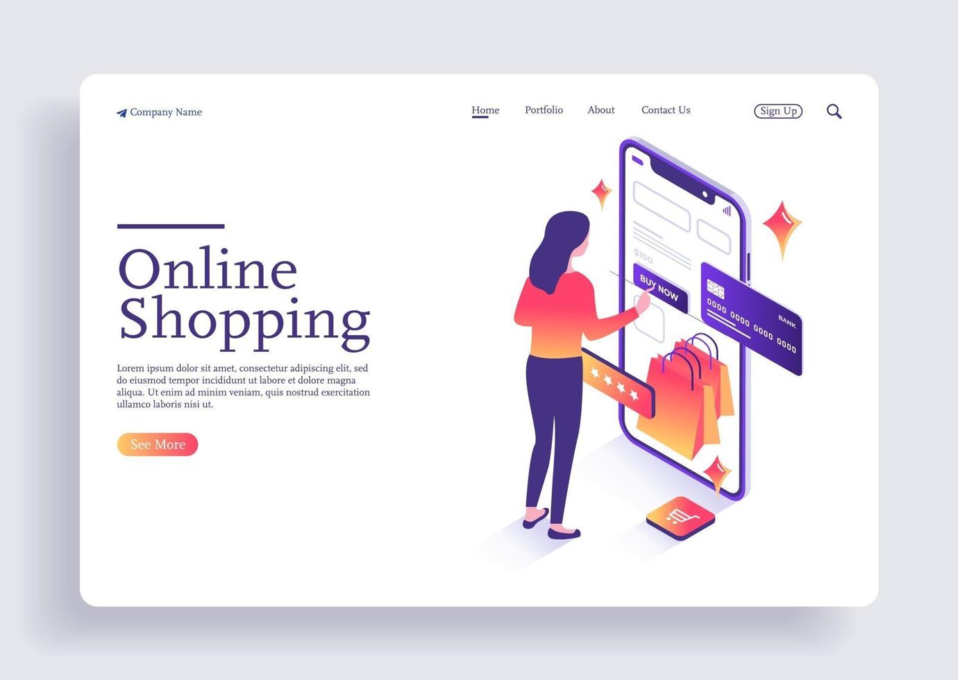 Women shopping online on website or mobile application isometric vector