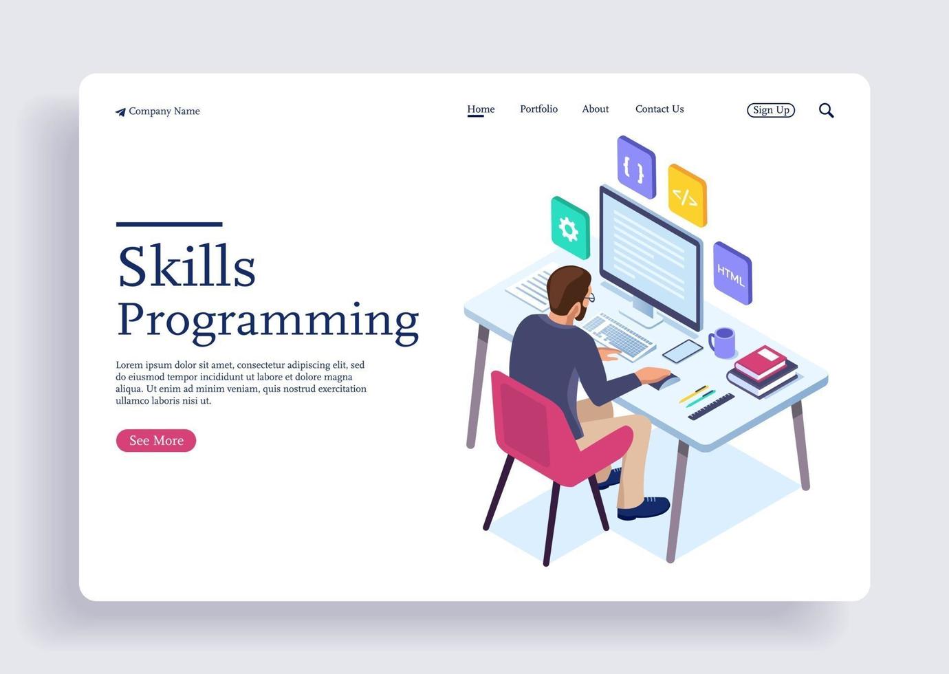 Modern flat design isometric concept of programming skills vector